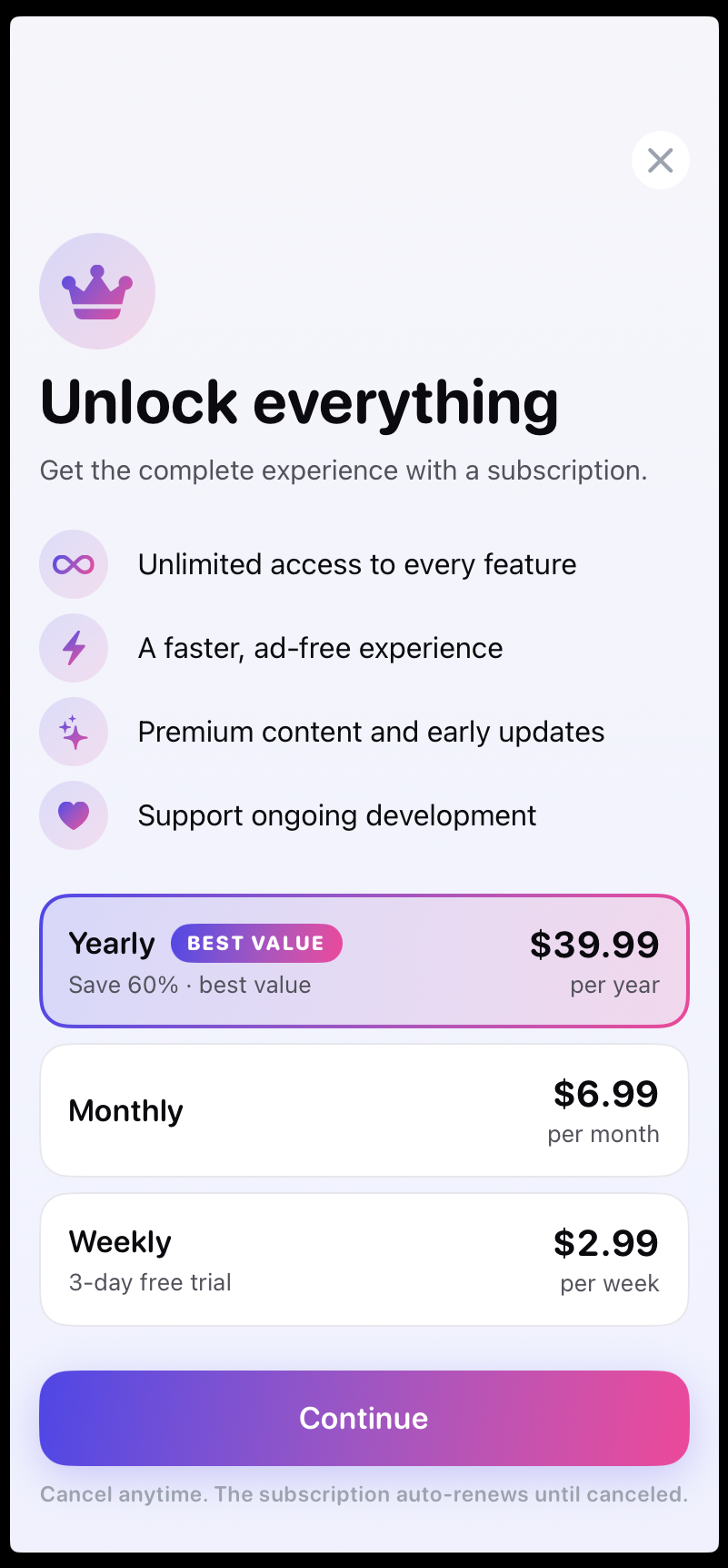 Baby Feed — paywall / subscription